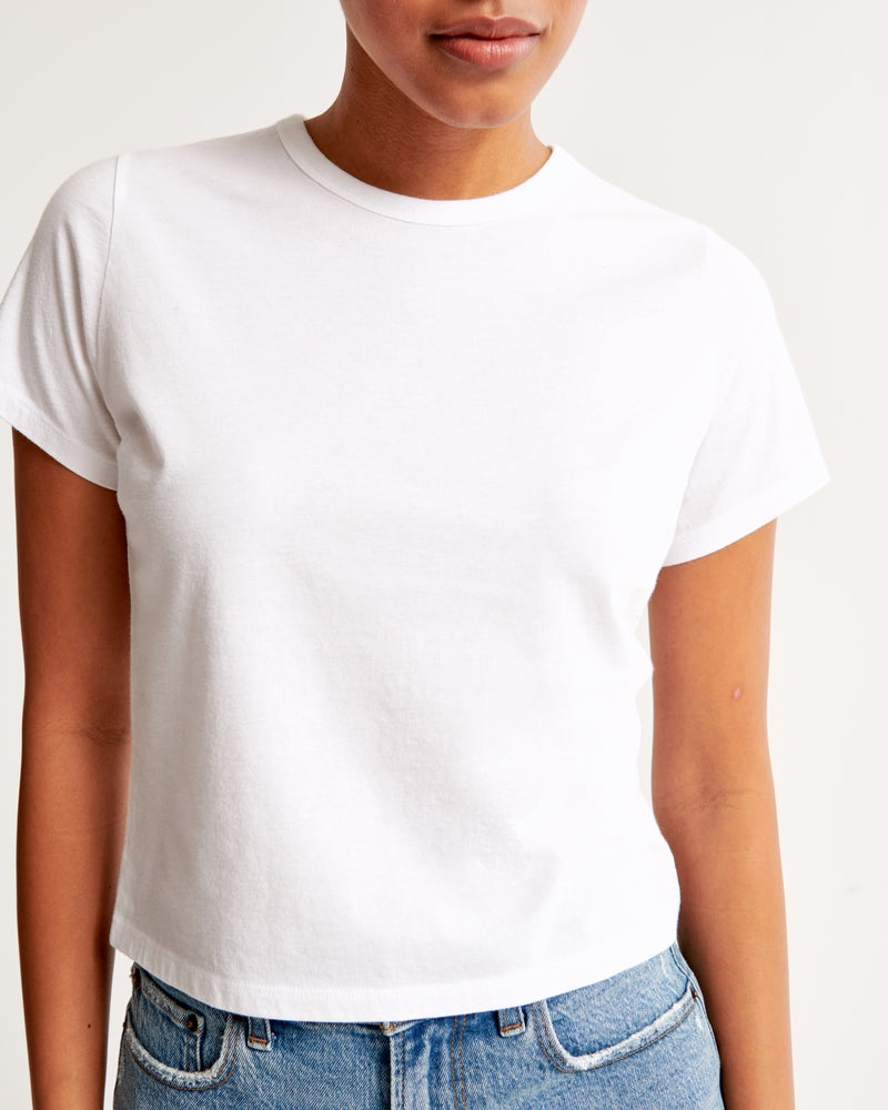 Abercrombie & Fitch Essential Polished Body-Skimming Tee In White