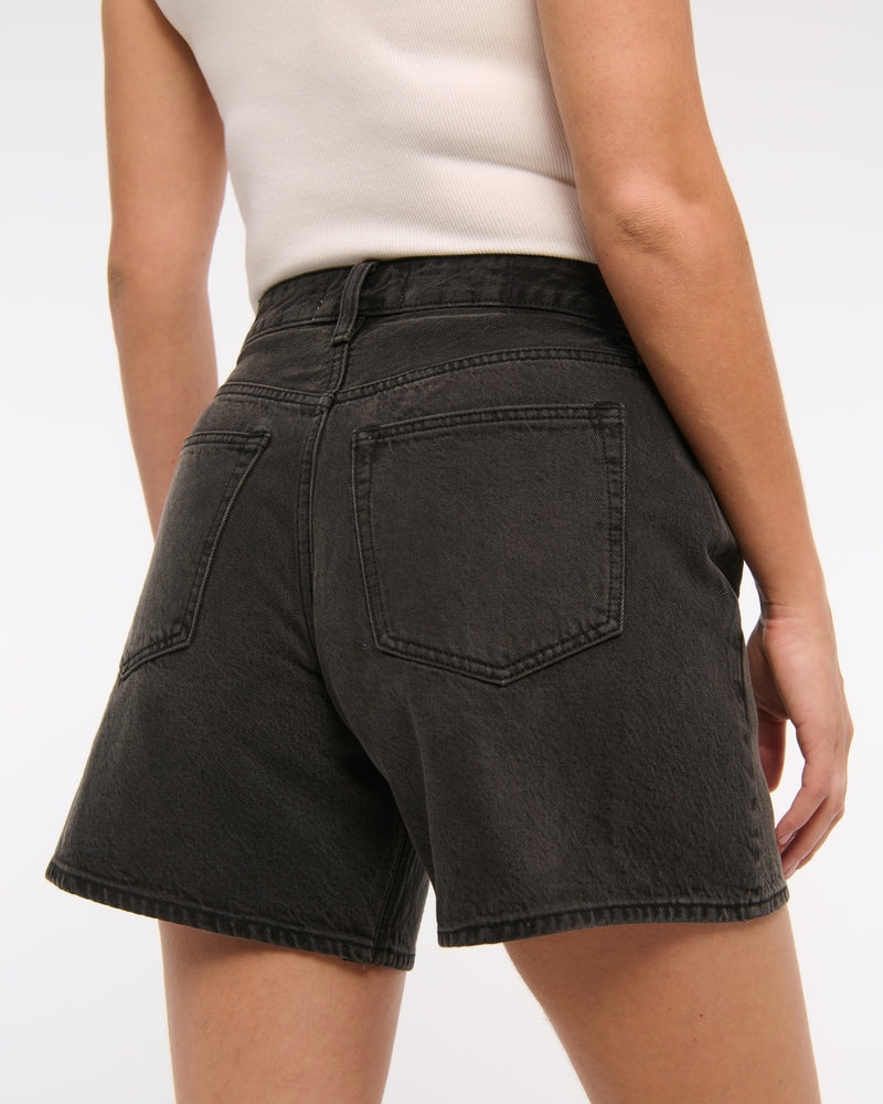 Abercrombie & Fitch Curve Love High Rise Loose Short In Black