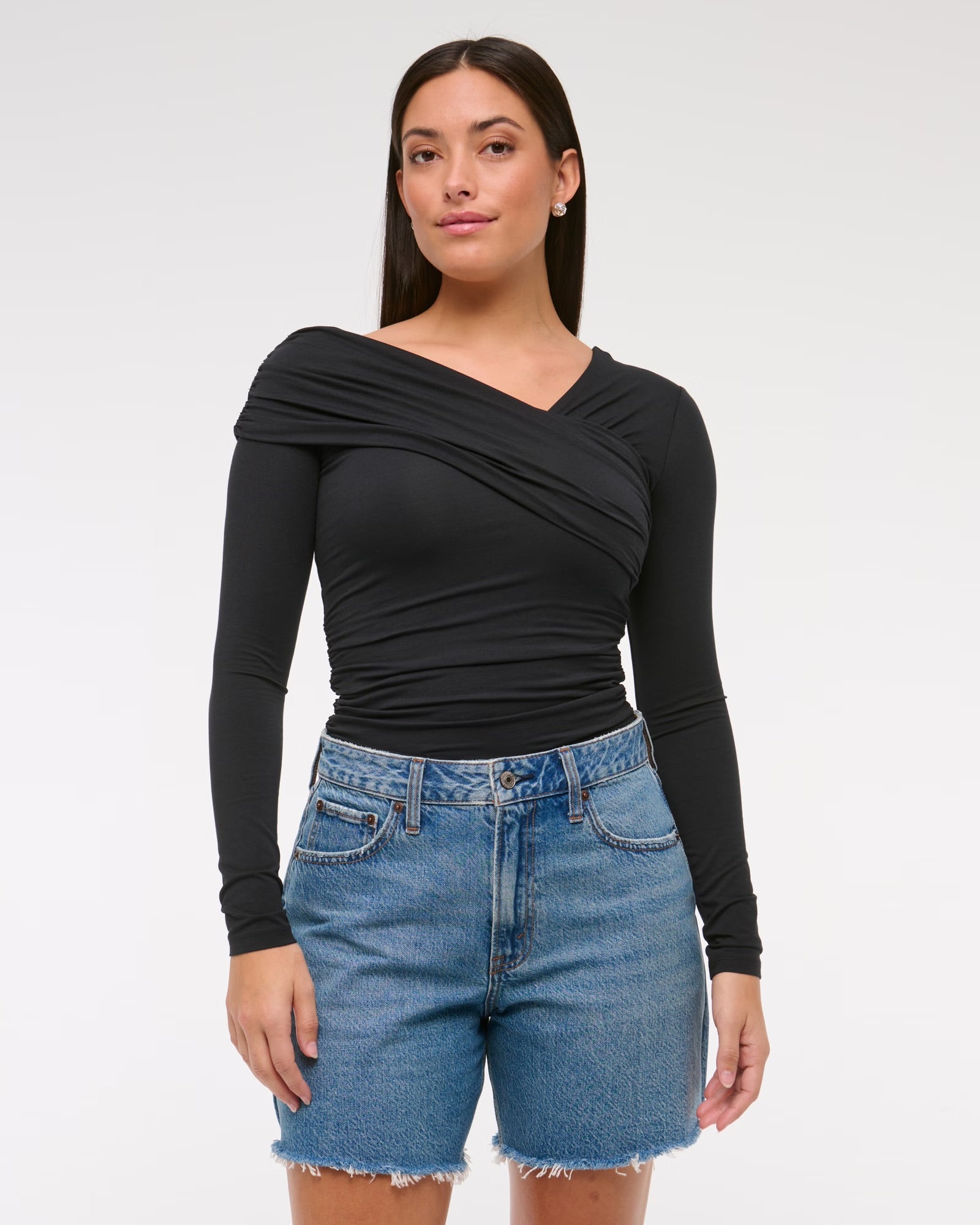 Abercrombie & Fitch Curve Love High Rise Loose Short In Medium