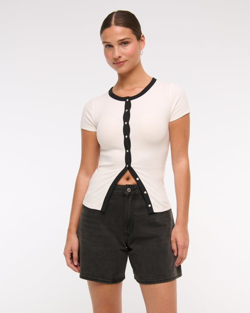Abercrombie & Fitch Curve Love High Rise Loose Short In Black