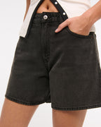 Abercrombie & Fitch Curve Love High Rise Loose Short In Black