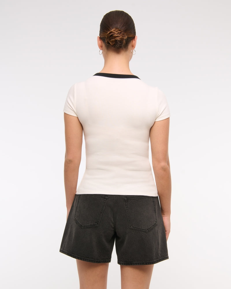 Abercrombie & Fitch Curve Love High Rise Loose Short In Black