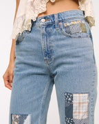 Abercrombie & Fitch High Rise 90s Relaxed Patchwork Jean In medium patchwork