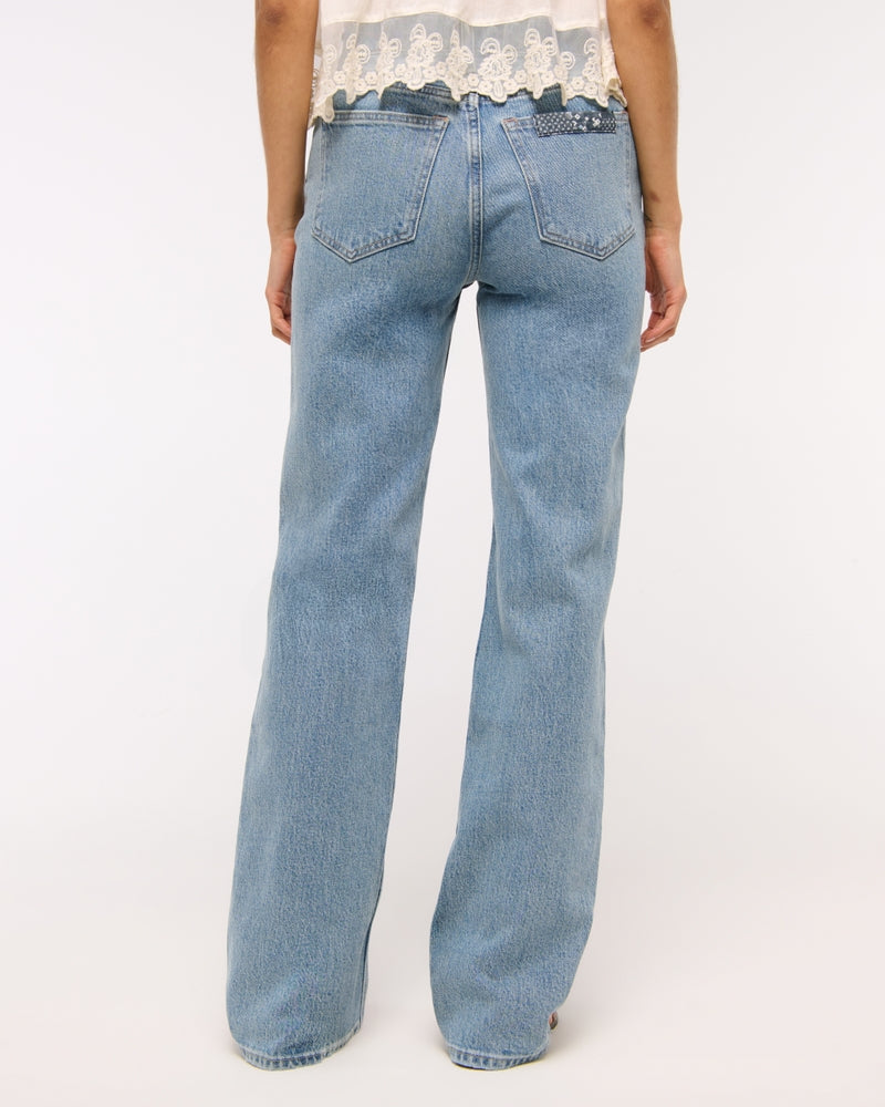 Abercrombie & Fitch High Rise 90s Relaxed Patchwork Jean In medium patchwork